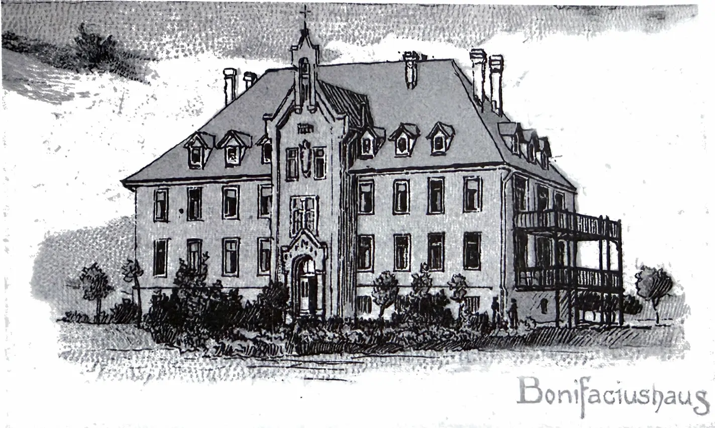 Zeichnung des Bonifatiushaus aus dem Jahr 1898